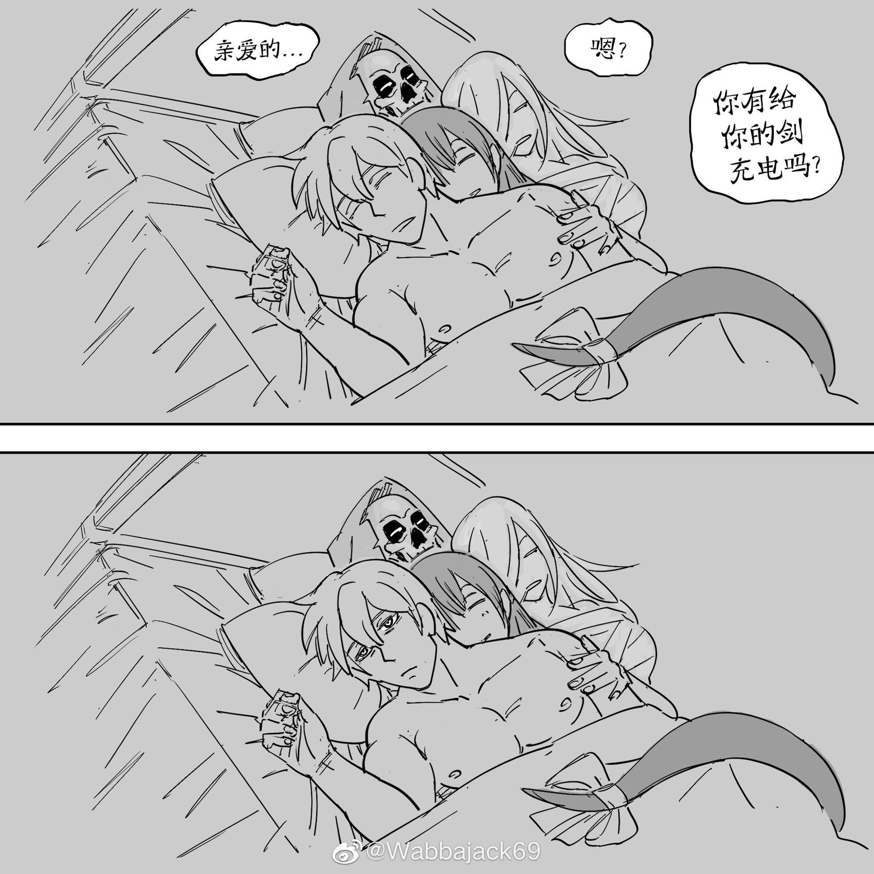🍵Baalbuddy漫画小短篇 《罪恶装备》KY在睡前给剑充电 第1页