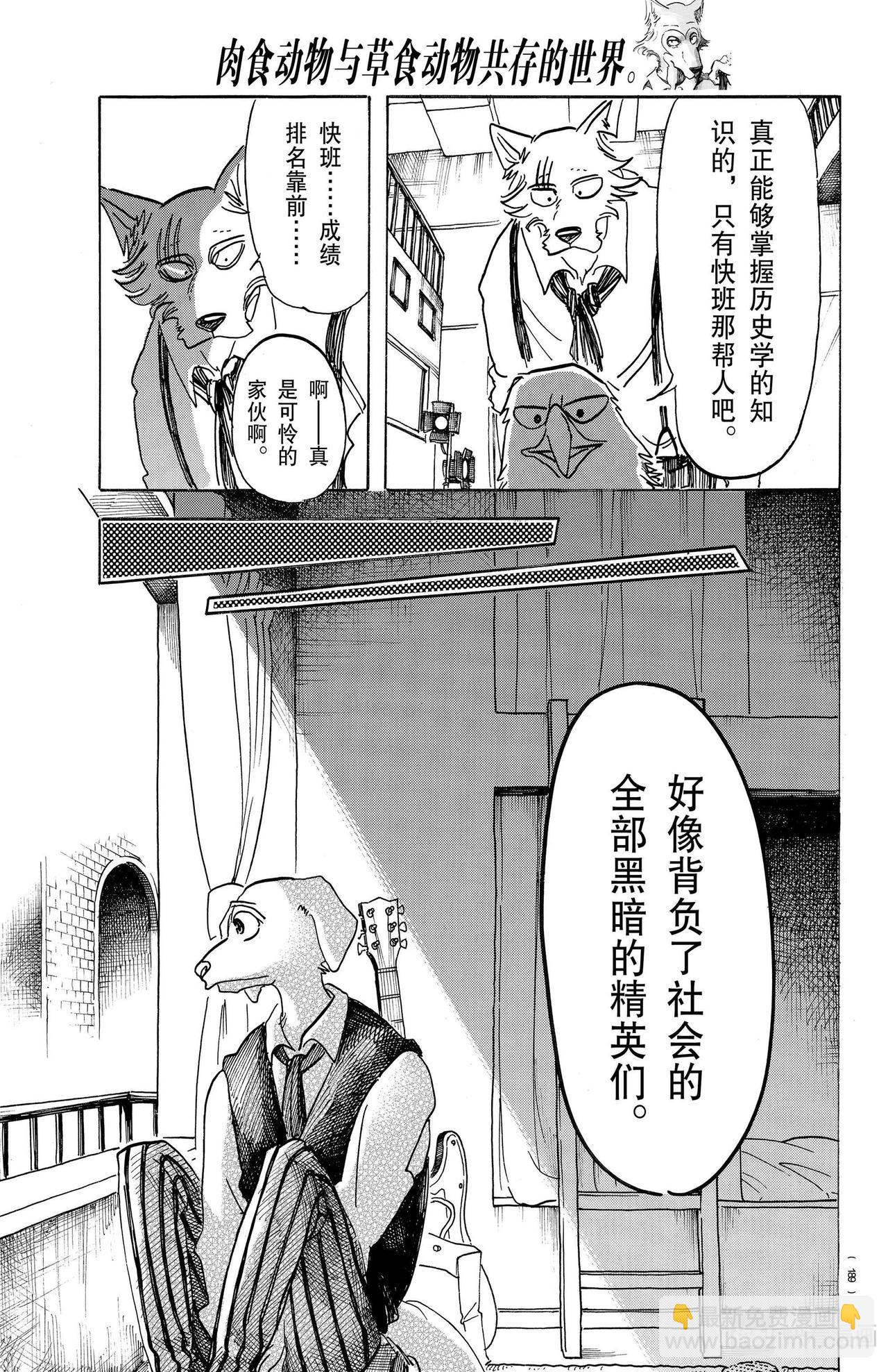🍵BEASTARS 动物狂想曲 第152话 校舍上的自伤行为，墙壁上的爪痕 第19页