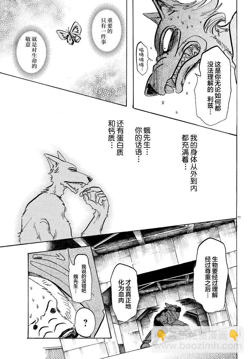 🍵BEASTARS 动物狂想曲 第93话 把粘在衣服上的金毛装入口袋 第11页