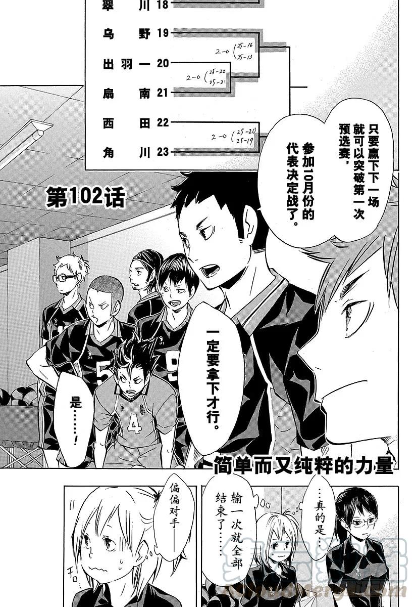 🍝排球少年！！ 第102话 简单而又纯粹的力量 第1页